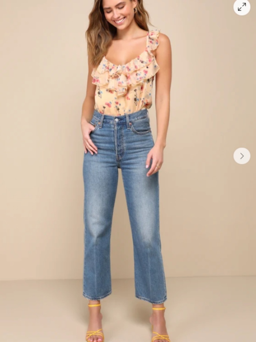 LULU's Sexy Romantic Chic Flirty Flowy Floral Ruffled Date Night Bodysuit
